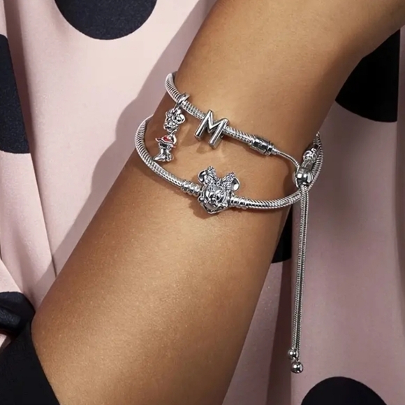 Disney Minnie Mouse 925 Sterling Silver Plated Charm Bracelet - Picture 3 of 8